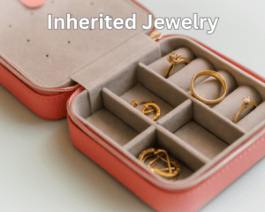 Jewelry box with rings and earrings in it